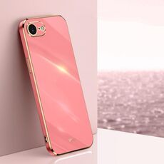Per iPhone 16e XINLI Custodia per telefono in TPU elettroplaccato 6D con bordo dritto (rosso biancospino)