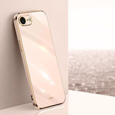 Per iPhone 16e XINLI Custodia per telefono in TPU con placcatura 6D e bordo dritto (rosa)