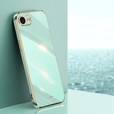 Per iPhone 16e XINLI Custodia per telefono in TPU elettroplaccato 6D con bordo dritto (verde menta)