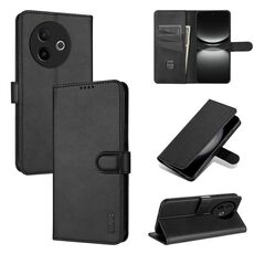 Per vivo Y300i 5G / Y39 5G Global AZNS Custodia in pelle con texture di vitello e pelle al tatto (nero)
