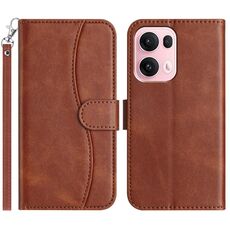 Per OPPO Reno13 Pro Custodia per telefono in pelle a forma di S a doppia piega (caffè)