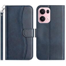 Per OPPO Reno13 Pro Custodia per telefono in pelle a forma di S a doppia piega (blu navy)