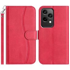 Custodia per telefono in pelle a forma di S a doppia piega per Honor 200 Lite Global (rosso rosa)