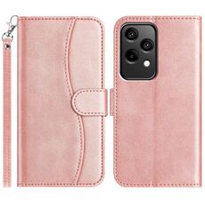 Custodia per telefono in pelle a forma di S a doppia piega per Honor 200 Lite Global (oro rosa)