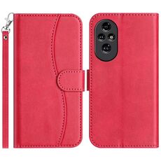 Custodia in pelle a forma di S a doppia piega per Honor 200 Pro (rosso rosa)