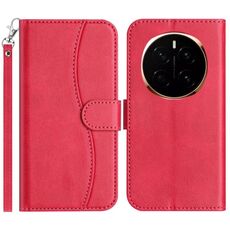 Custodia in pelle a forma di S per Honor Magic7 a doppia piega (rosso rosa)