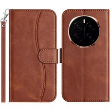 Custodia in pelle a forma di S per Honor Magic7 a doppia piega (caffè)