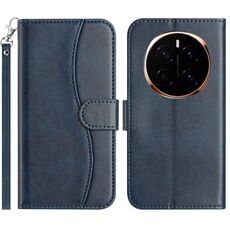 Custodia in pelle a forma di S per Honor Magic7 a doppia piega (blu navy)