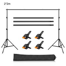 Supporto per fondale per studio fotografico 2 x 2 m, supporto per fondale, staffa a traversa (nero)