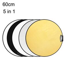 Selens 5 in 1 (oro / argento / bianco / nero / luce soffusa) lavagna riflettente pieghevole, dimensioni: 60 cm rotonda