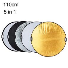 Selens 5 in 1 (oro / argento / bianco / nero / luce soffusa) lavagna riflettente pieghevole, dimensioni: 110 cm rotonda