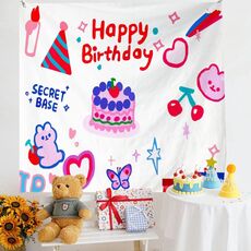 Layout di compleanno Panno da appendere Panno da parete per foto per bambini, dimensioni: 180x200 cm Velluto(14)