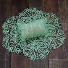 Coperta rotonda in pizzo cavo + vestito a cuscino Puntelli per fotografia per bambini (verde chiaro)