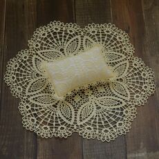 Coperta rotonda in pizzo vuoto + completo di cuscino Puntelli per fotografia per bambini (beige)