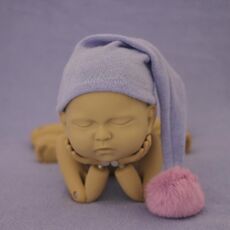 Abbigliamento per la fotografia del neonato Fotografia del bambino Cappello a coda lunga lavorato a maglia con palla di pelo (viola chiaro)