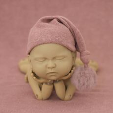 Abbigliamento per fotografia neonato Fotografia per bambini Cappello a coda lunga lavorato a maglia con palla di pelo (colore taro)
