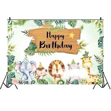 210x180cm Animale Bambini Festa di Compleanno Sfondo Panno Arazzo Decorazione Sfondo Banner Panno