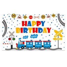 180x110cm Treno Cartone Animato Bambini Compleanno Sfondo Panno Decorazione Faber