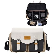 Cwatcun D99 Borsa per fotocamera a tracolla singola in colore a contrasto Borsa per fotocamera da esterno Borsa a tracolla professionale, Dimensioni: 32,5 x 14,5 x 21,5 cm Grande (Nero kaki)