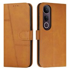 Per vivo V50 Lite Custodia per telefono in pelle con fibbia e cuciture in vitello (giallo)