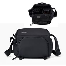 Cwatcun D101 Borsa per fotocamera a tracolla Borsa a tracolla per obiettivo fotografico, Dimensioni: 20 x 20,5 x 15 cm (Nero)