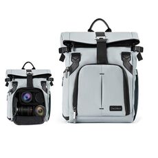 Cwatcun D95 Zaino fotografico di grande capacità Spalle Borsa per fotocamera per laptop, Dimensioni: 27 x 37 x 16 cm (Grigio argento)