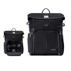 Cwatcun D95 Zaino fotografico di grande capacità Spalle Borsa per fotocamera per laptop, Dimensioni: 30,5 x 18 x 38 cm (Nero scuro)