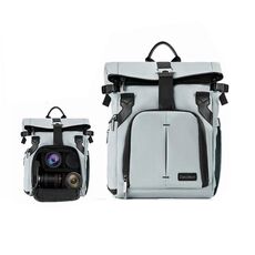 Cwatcun D95 Zaino fotografico di grande capacità Spalle Borsa per fotocamera per laptop, Dimensioni: 30,5 x 18 x 38 cm (Grigio argento)