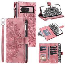 Per Google Pixel 10 Custodia per telefono in pelle con cerniera Totem multi-card (rosa)