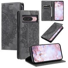 Per Google Pixel 10/10 Pro Custodia per telefono in pelle magnetica con motivo Totem (grigio)