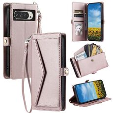 Per Google Pixel 10 Pro XL Portafoglio Multi-Slot per Carta Custodia per Telefono in Pelle con Lanyard (Oro Rosa)