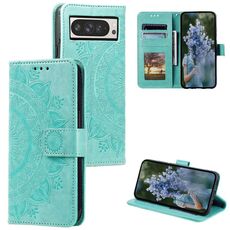 Per Google Pixel 10 Pro XL Custodia per telefono in pelle goffrata con fiore Totem con cordino (verde)