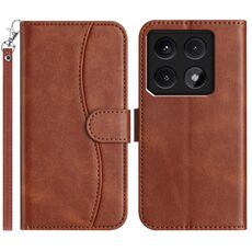 Per Xiaomi 14T Pro Custodia per telefono in pelle a forma di S a doppia piega (caffè)