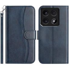 Per Xiaomi 14T Pro Custodia per telefono in pelle a forma di S a doppia piega (blu navy)