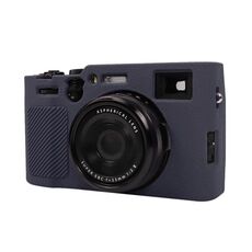 Per FUJIFILM X100VI Custodia protettiva in silicone morbido con texture Litchi (blu scuro)