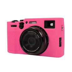 Per FUJIFILM X100VI Custodia protettiva in silicone morbido con texture Litchi (rosso rosa)