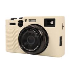 Per FUJIFILM X100VI Custodia protettiva in silicone morbido con texture Litchi (bianco)