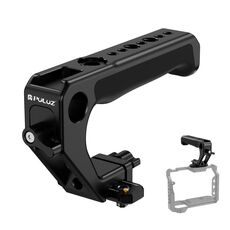 PULUZ Maniglia superiore a sgancio rapido in metallo a doppio filetto con slitta fredda per stabilizzatore della gabbia della fotocamera (nero)
