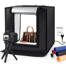 PULUZ 40cm pieghevole portatile 24W 5500K luce bianca dimmerabile illuminazione fotografica studio shooting tenda kit box con 6 colori (nero, arancione, bianco, rosso, verde, blu) fondali