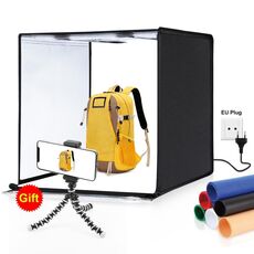 PULUZ Photo Studio Light Box Portatile 60 x 60 x 60 cm Tenda Luminosa LED 5500K Luce Bianca Dimmerabile Mini 36W Kit Tenda Studio Fotografico con 6 Fondali Rimovibili (Nero Arancione Bianco Verde Blu Rosso) (Spina UE)