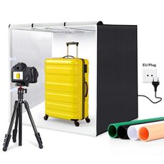 PULUZ 80cm pieghevole portatile 90W 14000LM High CRI luce bianca studio fotografico illuminazione tenda kit box con 4 colori nero, bianco, arancione, verde fondali (spina UE)