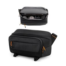 Cwatcun D133 Borsa da petto per fotocamera Borsa da spalla trasversale inclinata multifunzionale per fotocamera Borsa casual, Colore: Grande Nero