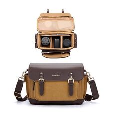 Cwatcun D127 Borsa monospalla vintage in tela impermeabile Borsa per fotocamera DSLR