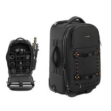 Cwatcun D136 Generation 1 Borsa a tracolla per fotocamera grande con trolley, grande capacità, custodia per fotografia all'aperto (nera)