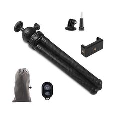 Treppiede per fotocamera in silicone a forma di pesce polpo, supporto pieghevole da tavolo con controller Bluetooth + adattatore + clip per telefono + borsa portaoggetti + viti