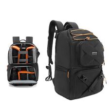 Zaino per fotocamera DSLR Cwatcun D132, rigido, antiurto, impermeabile, decompressione, borsa fotografica a tracolla, colore: 1a generazione, grande, nero