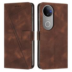 Per vivo V50 Dream Triangle Custodia in pelle per telefono con cordino (marrone)