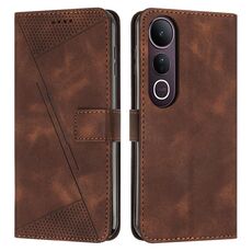 Per vivo V50 Lite Dream Triangle Custodia in pelle per telefono con cordino (marrone)