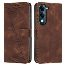 Per vivo Y29s 5G / Y04 4G Dream Triangle Custodia in pelle con cordino (marrone)