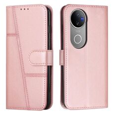 Per vivo V50 5G Custodia per telefono in pelle con fibbia con texture di vitello con cuciture globali (rosa)